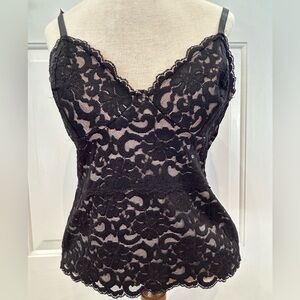 WHBM sS blk lace camisole-LOOKS NEW-Skims like lining-stretch-adj elastic straps